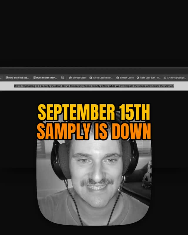 September 15th, Samply went down. Worth remembering the cloud is not a backup. Full review on YouTube @michaelkeithlewis